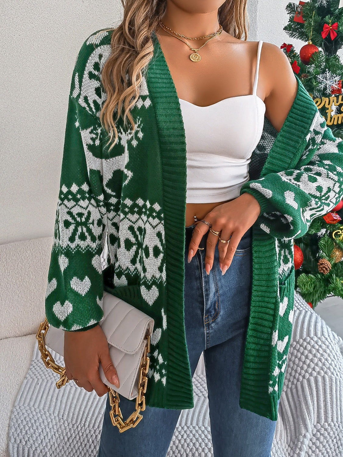 Pocketed Open Front Long Sleeve Cardigan-Angel Casuals