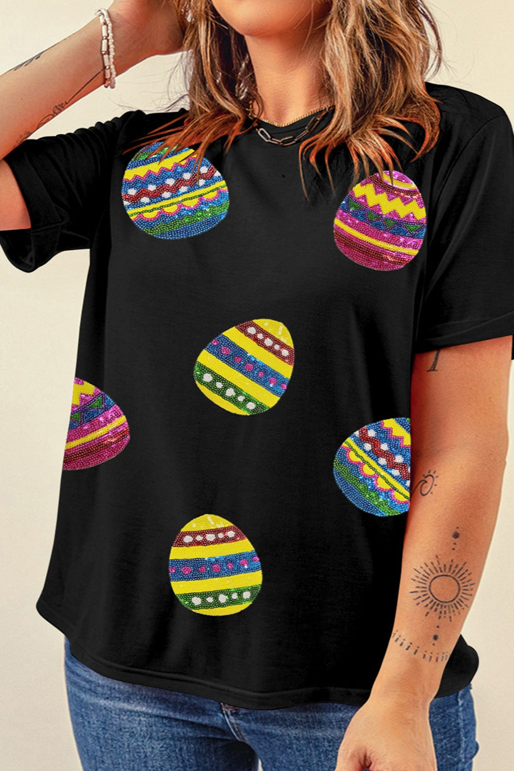 Plus Size Easter Round Neck Short Sleeve T-Shirt-Angel Casuals