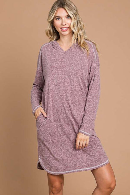 Culture Code Full Size Hooded Long Sleeve Sweater Dress-Angel Casuals
