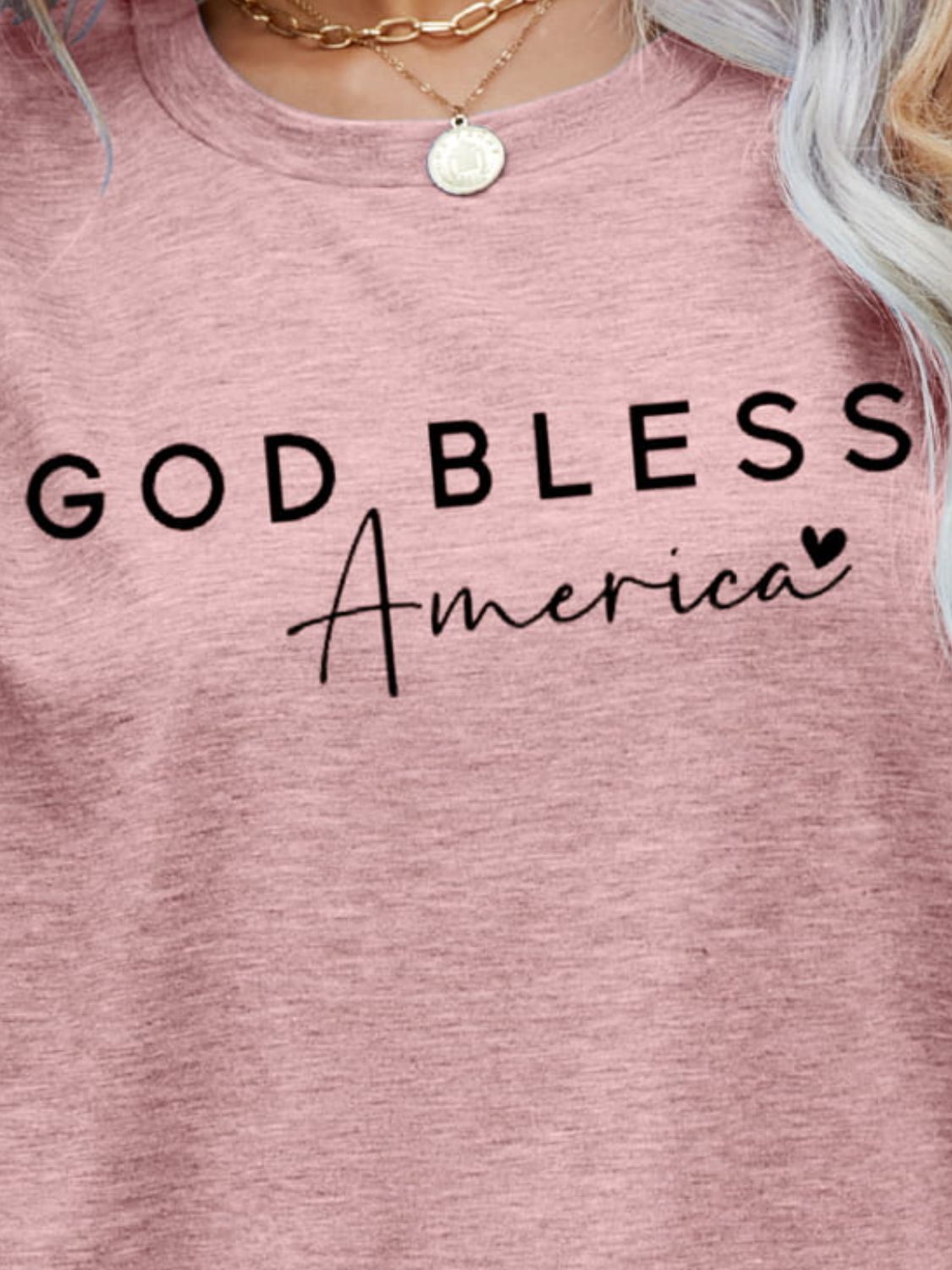 GOD BLESS AMERICA Graphic Short Sleeve Tee-Angel Casuals