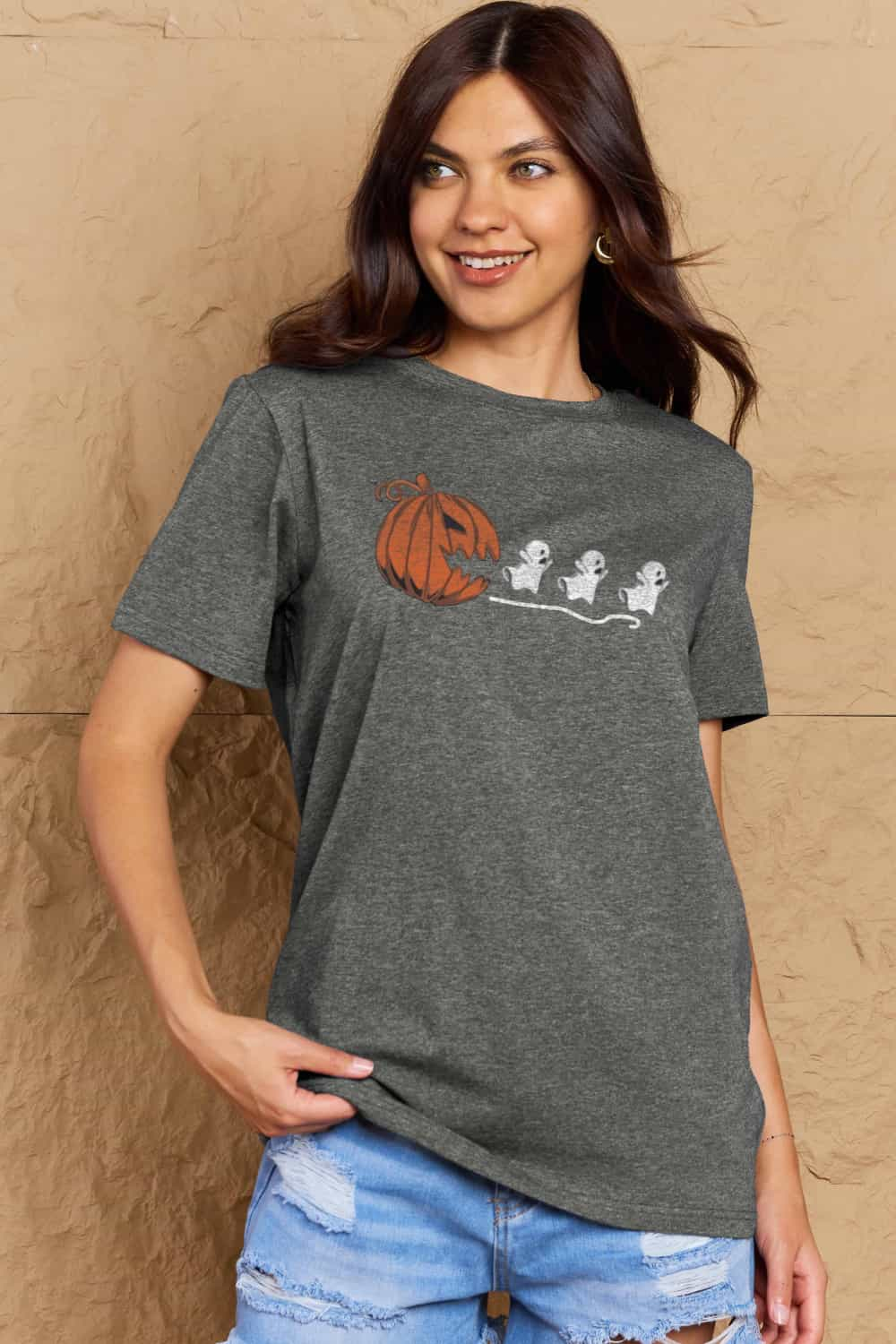 Simply Love Full Size Jack-O'-Lantern Graphic Cotton T-Shirt-Angel Casuals