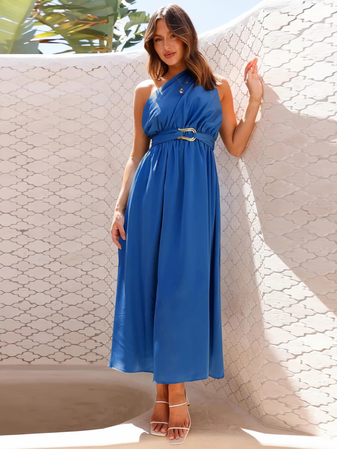 Single Shoulder Midi Dress-Angel Casuals