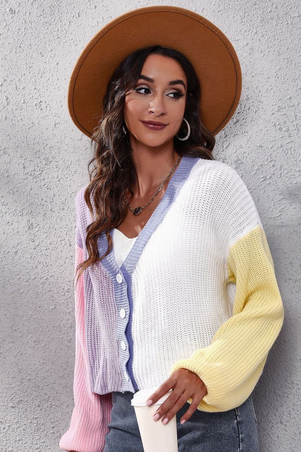 Color Block Ribbed Long Sleeve Cardigan-Angel Casuals