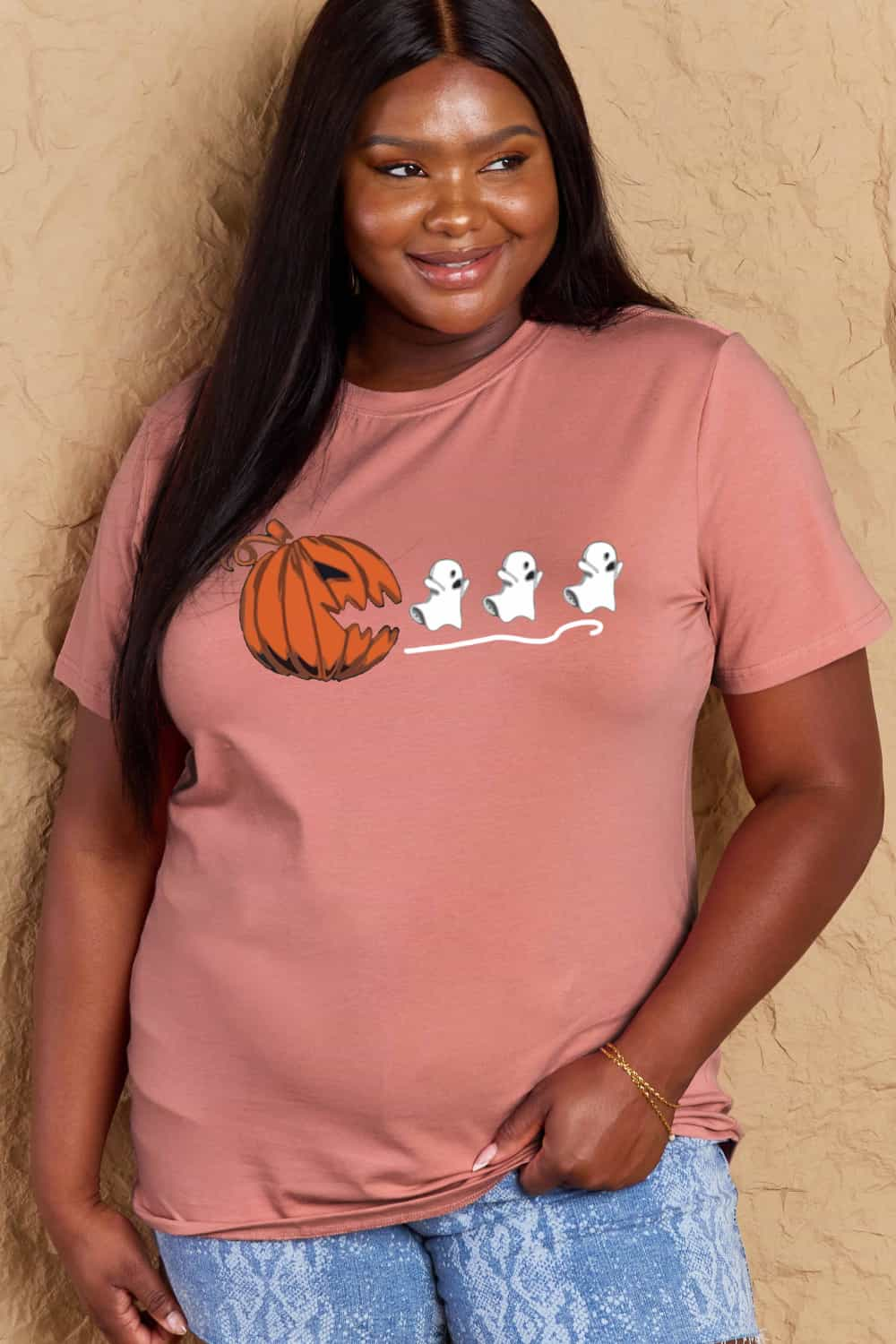 Simply Love Full Size Jack-O'-Lantern Graphic Cotton T-Shirt-Angel Casuals