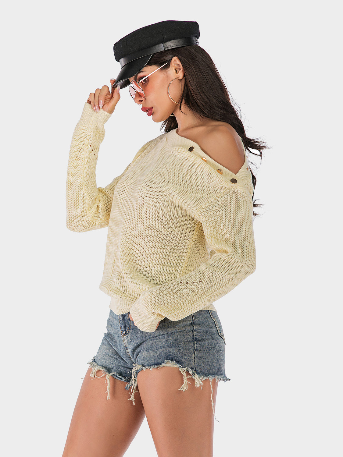 Perfee One Shoulder Long Sleeve Sweater-Angel Casuals