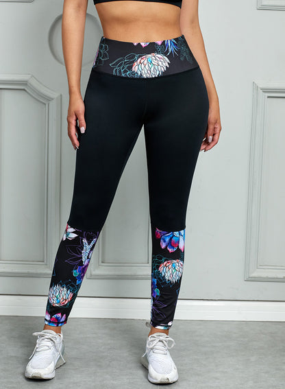 Printed Wide Waistband Active Leggings-Angel Casuals