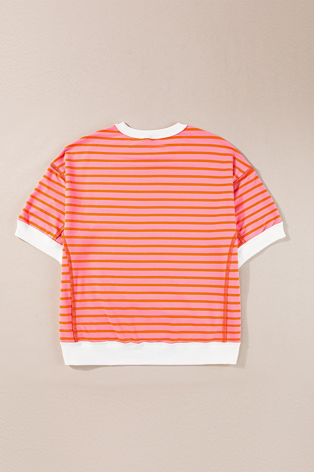 Striped Round Neck Half Sleeve T-Shirt-Angel Casuals