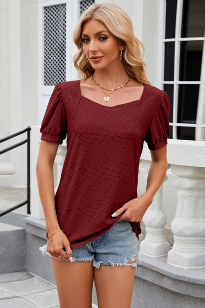 Eyelet Short Sleeve T-Shirt-Angel Casuals