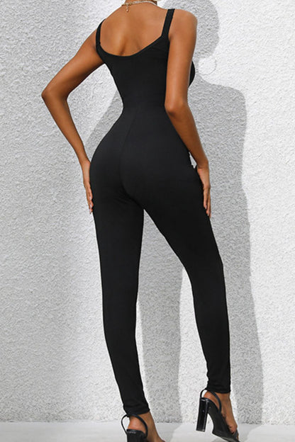 Scoop Neck Wide Strap Skinny Jumpsuit-Angel Casuals