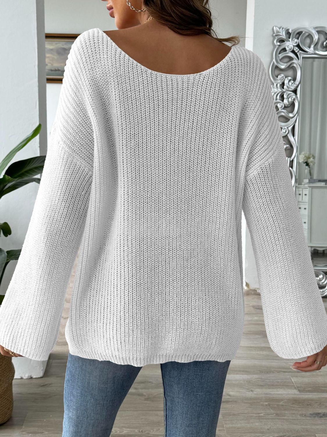 Round Neck Long Sleeve Sweater-Angel Casuals