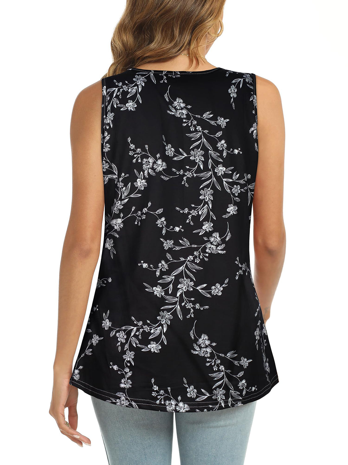 Printed Round Neck Tank-Angel Casuals