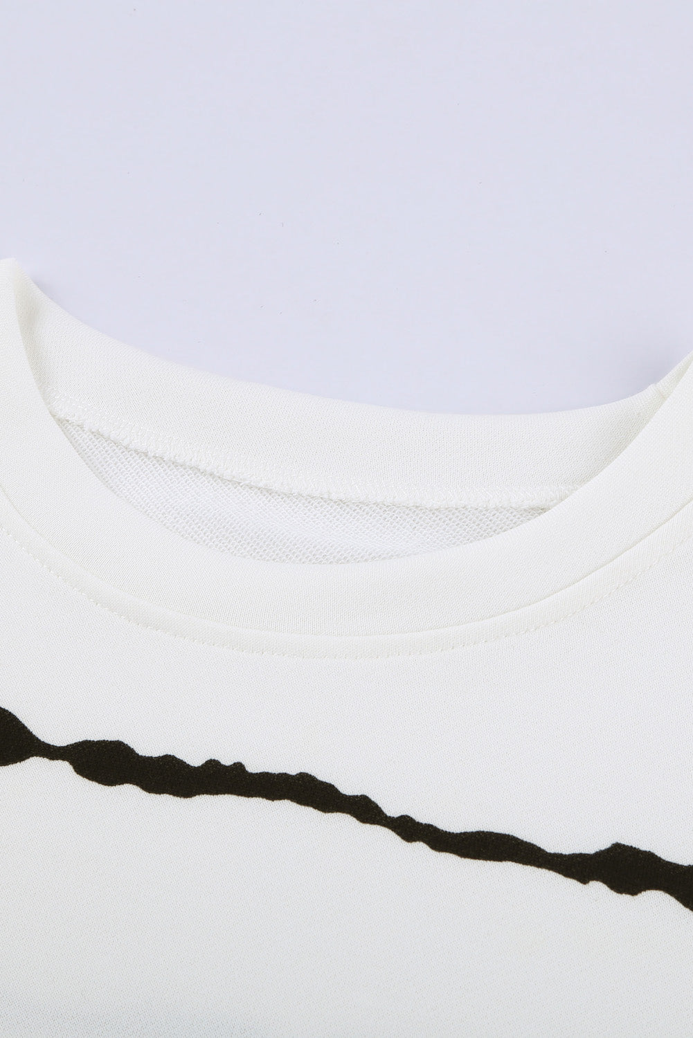 Slit Contrast Striped Round Neck Long Sleeve T-Shirt-Angel Casuals