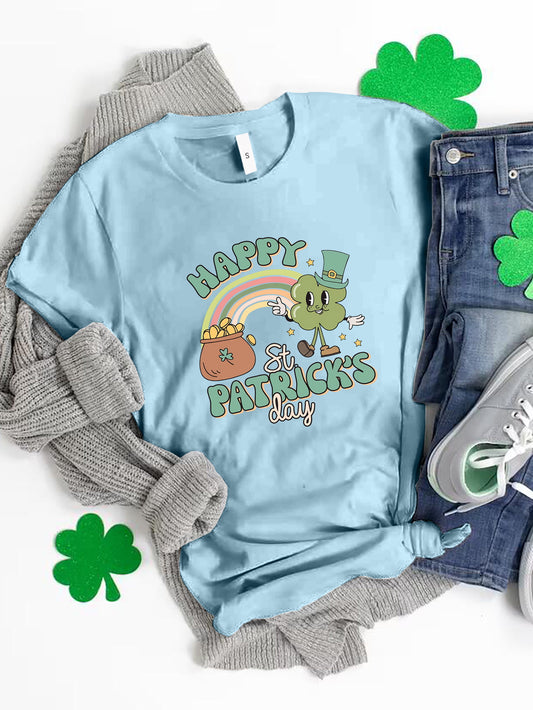HAPPY ST PATRICK'S DAY Round Neck T-Shirt-Angel Casuals