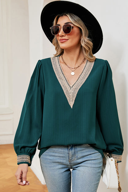 V-Neck Long Sleeve T-Shirt-Angel Casuals