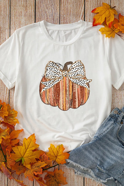 Full Size Pumpkin Round Neck Short Sleeve T-Shirt-Angel Casuals