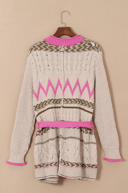 Contrast Tied Open Front Cardigan-Angel Casuals