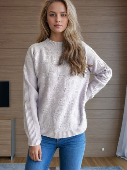 Mock Neck Long Sleeve Sweater-Angel Casuals