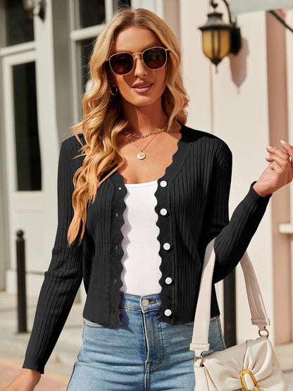 Button Up Long Sleeve Cardigan-Angel Casuals