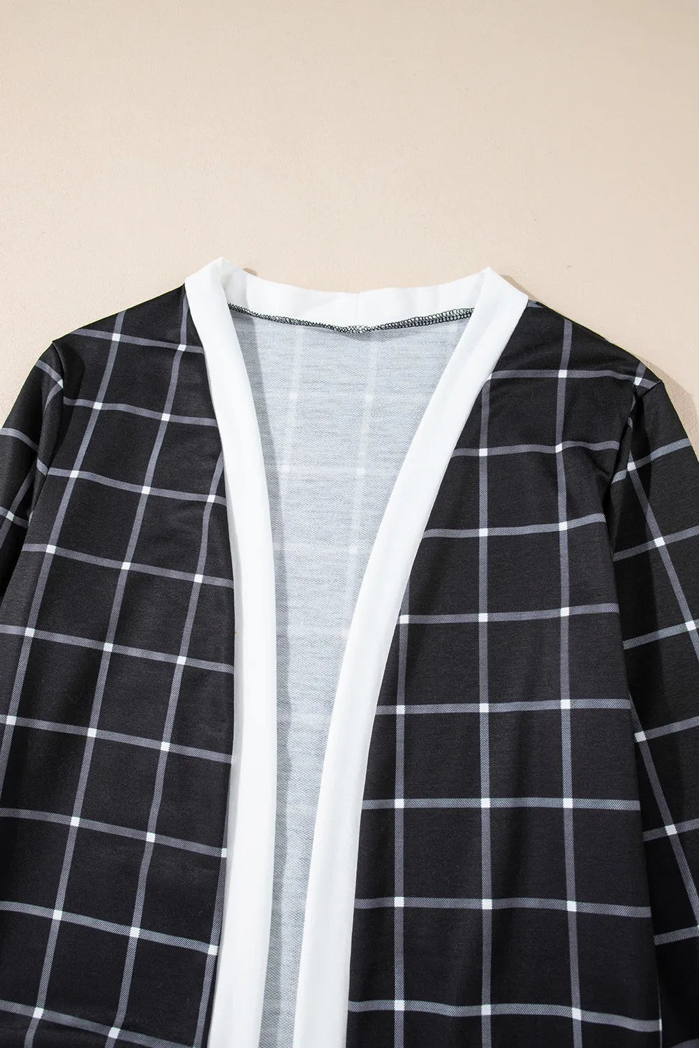 Plaid Open Front Long Sleeve Cover Up-Angel Casuals