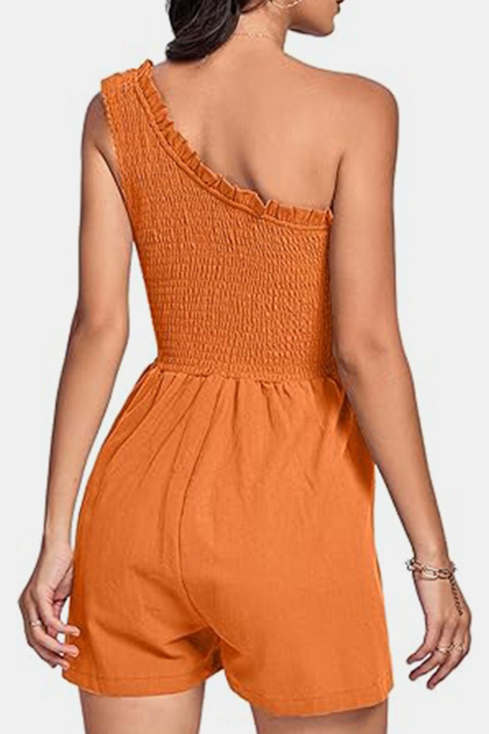 Smocked Single Shoulder Romper-Angel Casuals