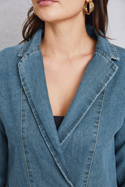 Pocketed Button Up Denim Jacket-Angel Casuals