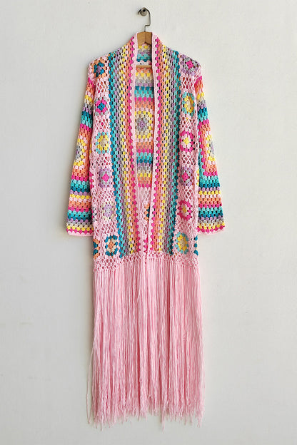 Fringe Tied Long Sleeve Cardigan-Angel Casuals