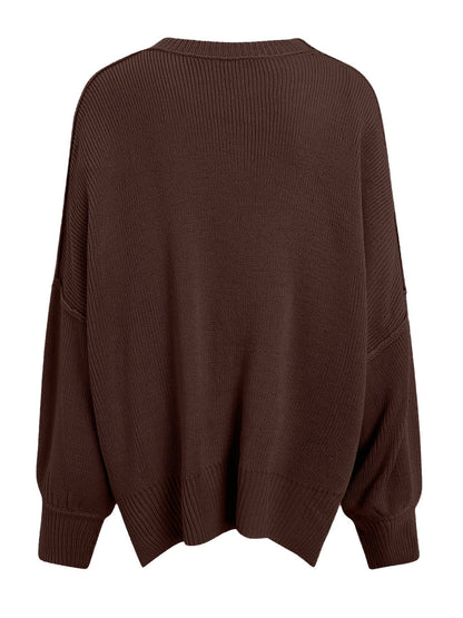 Round Neck Long Sleeve Sweater-Angel Casuals