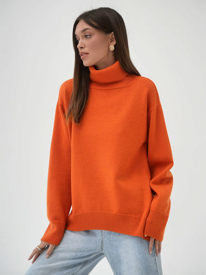 Turtleneck Long Sleeve Sweater-Angel Casuals