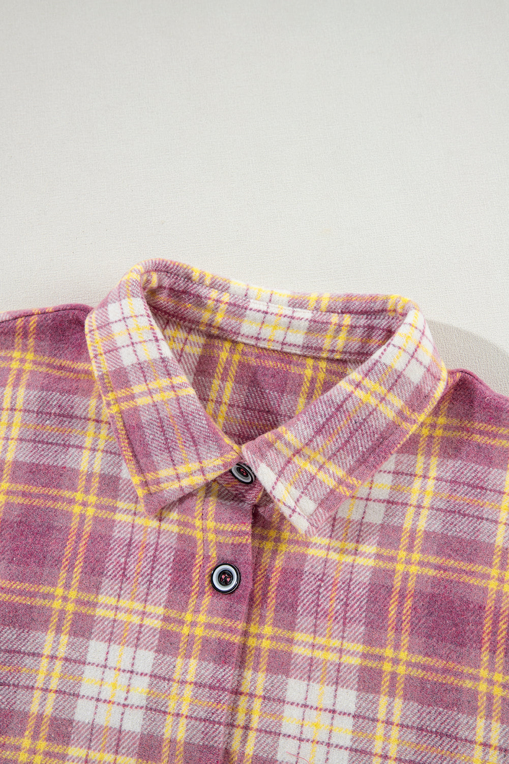 Plaid Collared Neck Button Up Shacket-Angel Casuals