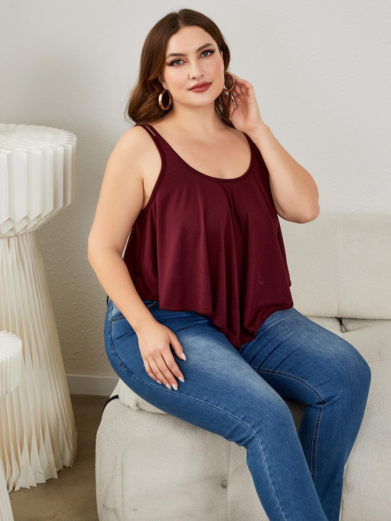 Plus Size Double-Strap Scoop Neck Cami-Angel Casuals