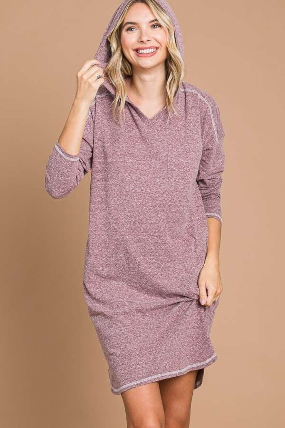 Culture Code Full Size Hooded Long Sleeve Sweater Dress-Angel Casuals