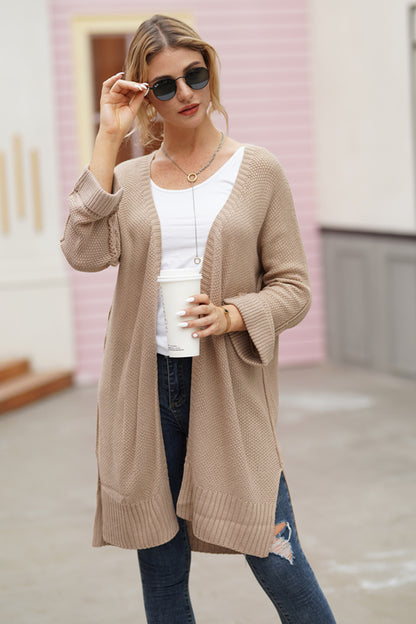 Open Front Long Sleeve Cardigan-Angel Casuals