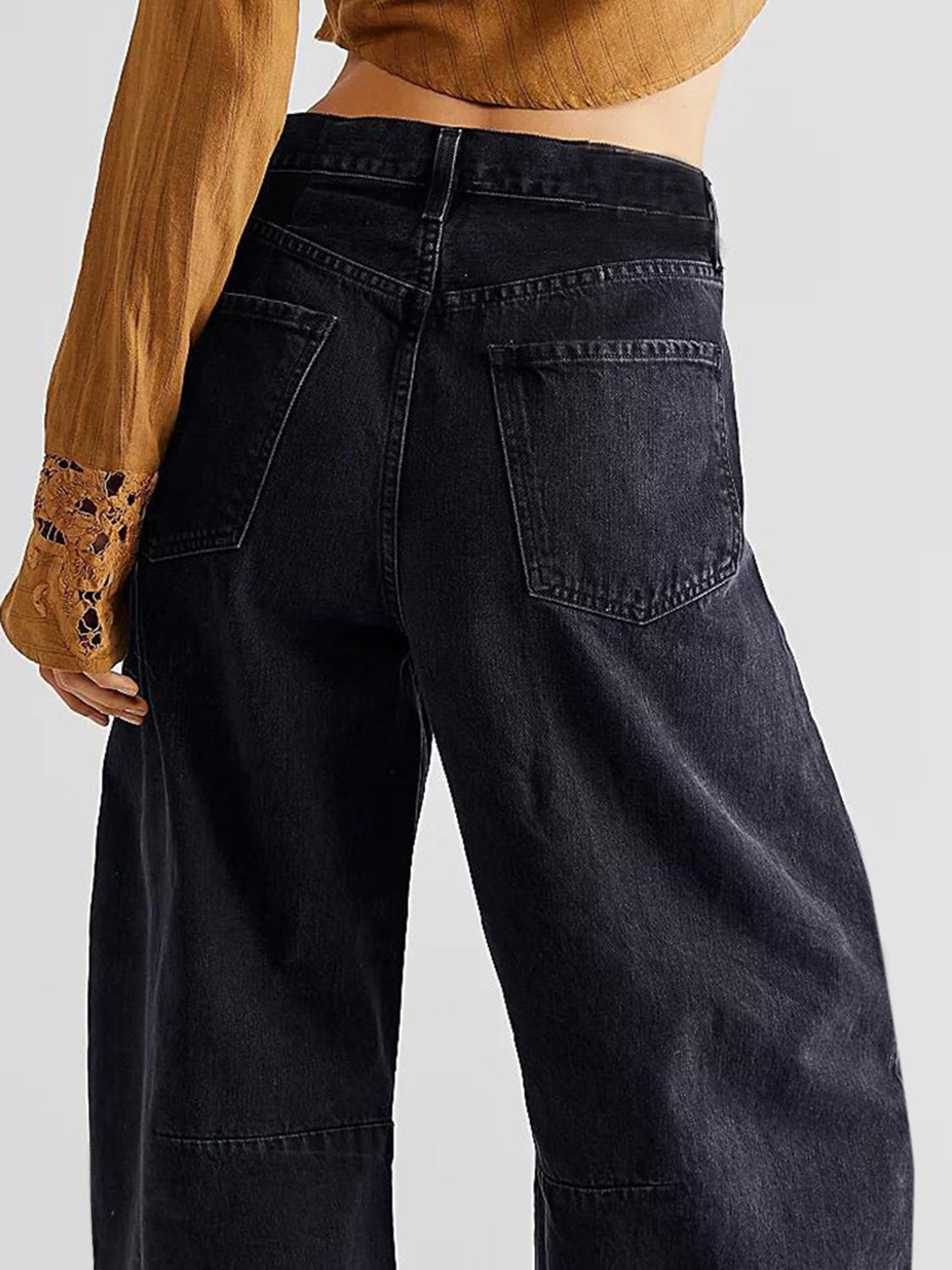 Raw Hem Wide Leg Jeans with Pockets-Angel Casuals