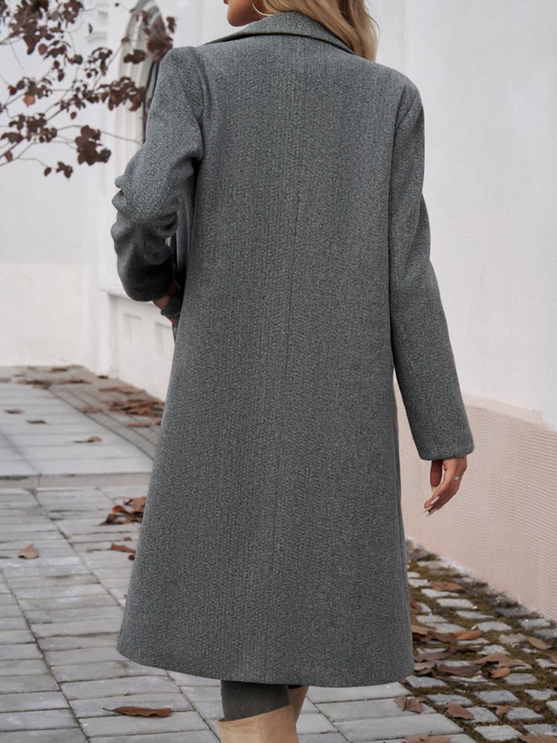 Devine Pocketed Collared Neck Long Sleeve Coat-Angel Casuals