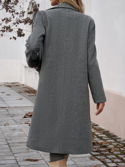 Devine Pocketed Collared Neck Long Sleeve Coat-Angel Casuals