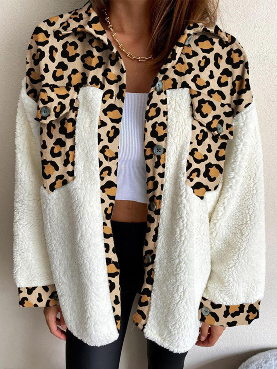 Fuzzy Button Up Long Sleeve Jacket-Angel Casuals