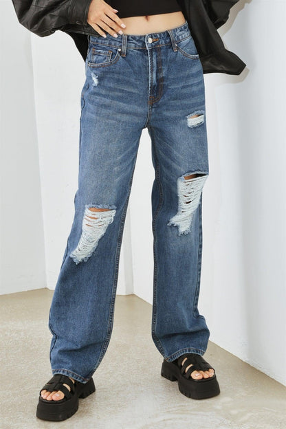 HAMMER COLLECTION Distressed High Waist Jeans-Angel Casuals