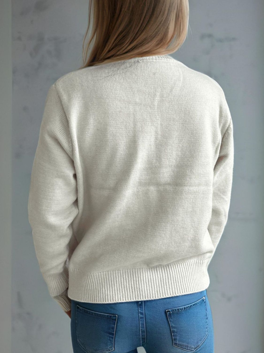 Button Up Round Neck Long Sleeve Cardigan-Angel Casuals