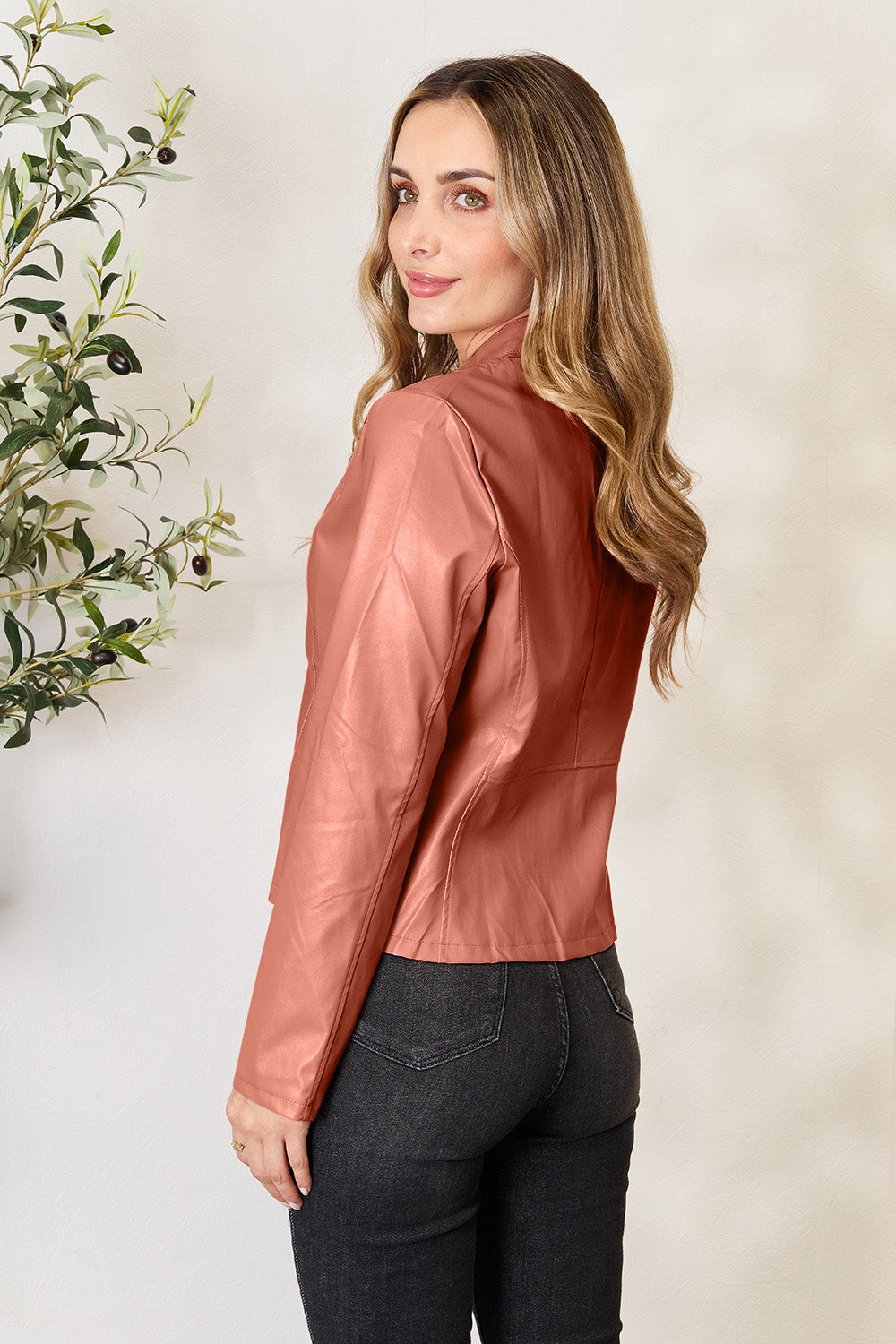 Mock Neck Zip Up Jacket-Angel Casuals
