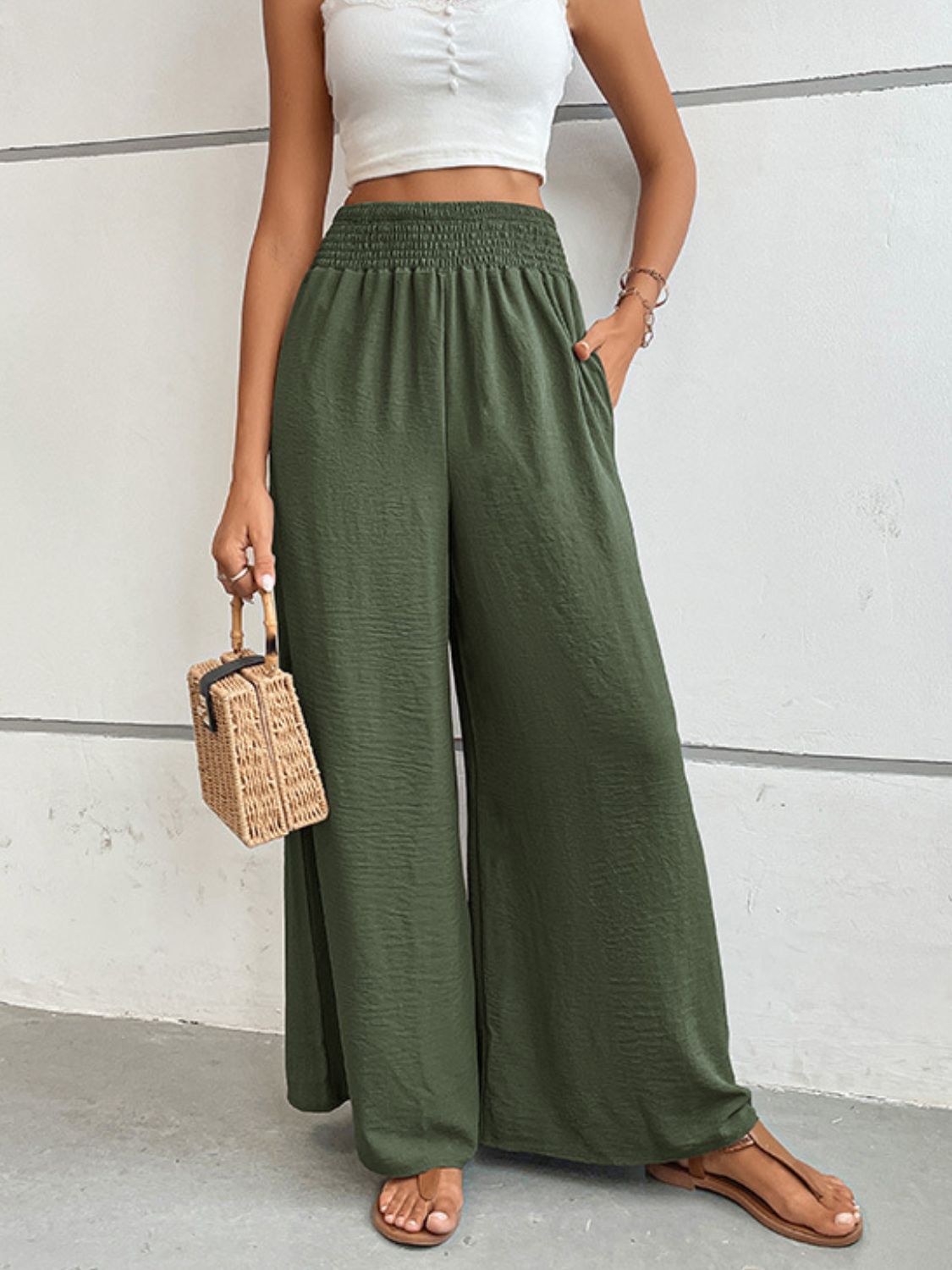 Wide Waistband Relax Fit Long Pants-Angel Casuals