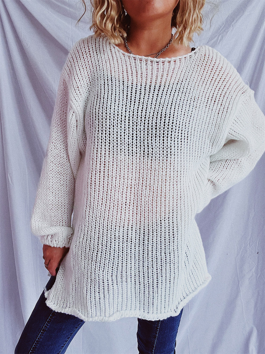 Boat Neck Dropped Shoulder Sweater-Angel Casuals