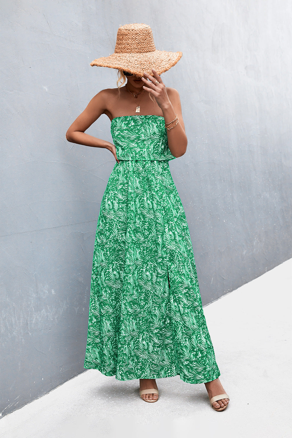 Strapless Split Maxi Dress-Angel Casuals