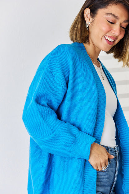 Open Front Dropped Shoulder Cardigan-Angel Casuals