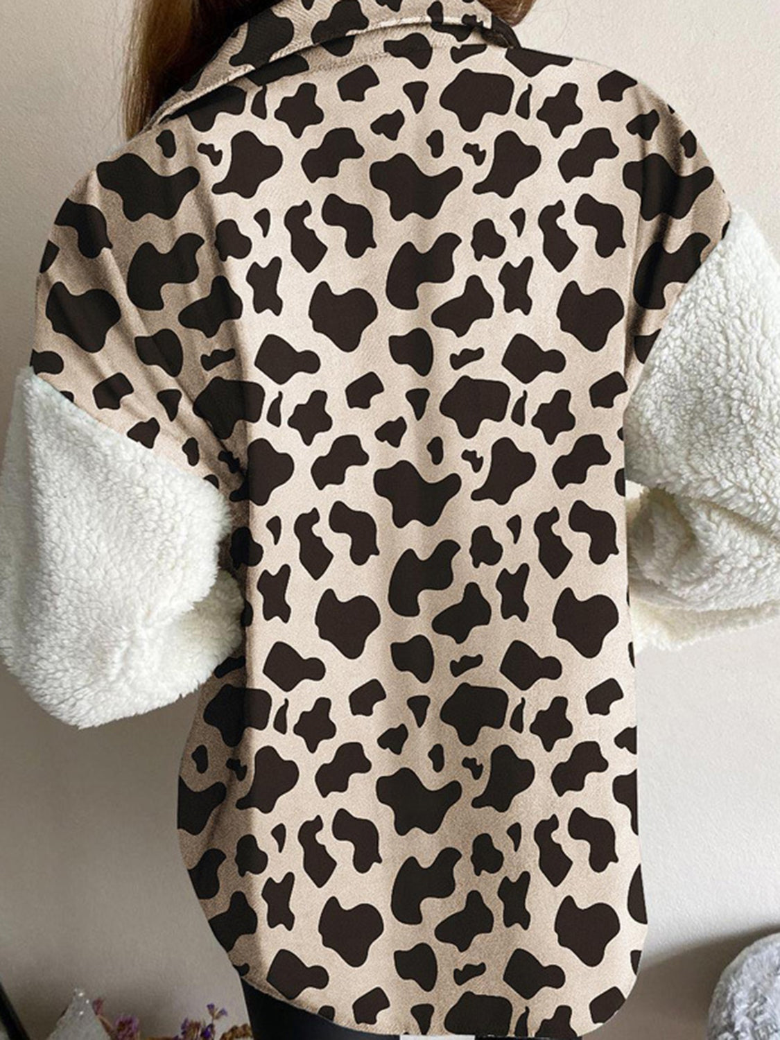 Fuzzy Button Up Long Sleeve Jacket-Angel Casuals