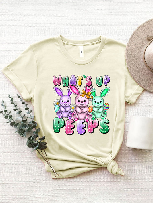 Graphic Round Neck Short Sleeve T-Shirt-Angel Casuals