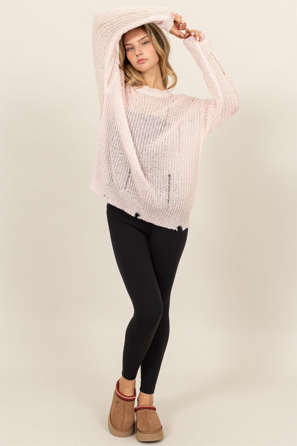 HYFVE Distressed Long Sleeve Knit Top-Angel Casuals