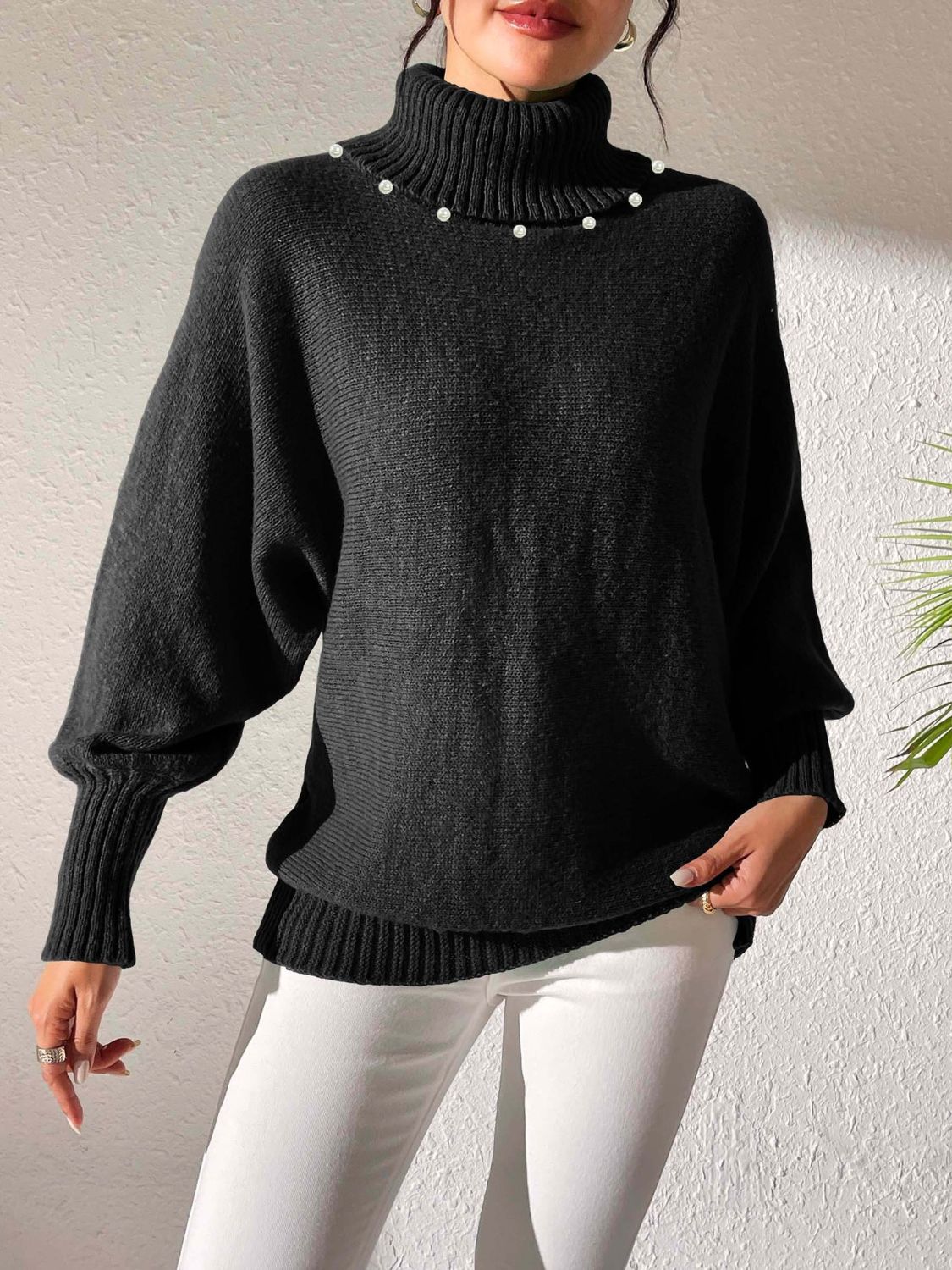 Turtleneck Long Sleeve Sweater-Angel Casuals