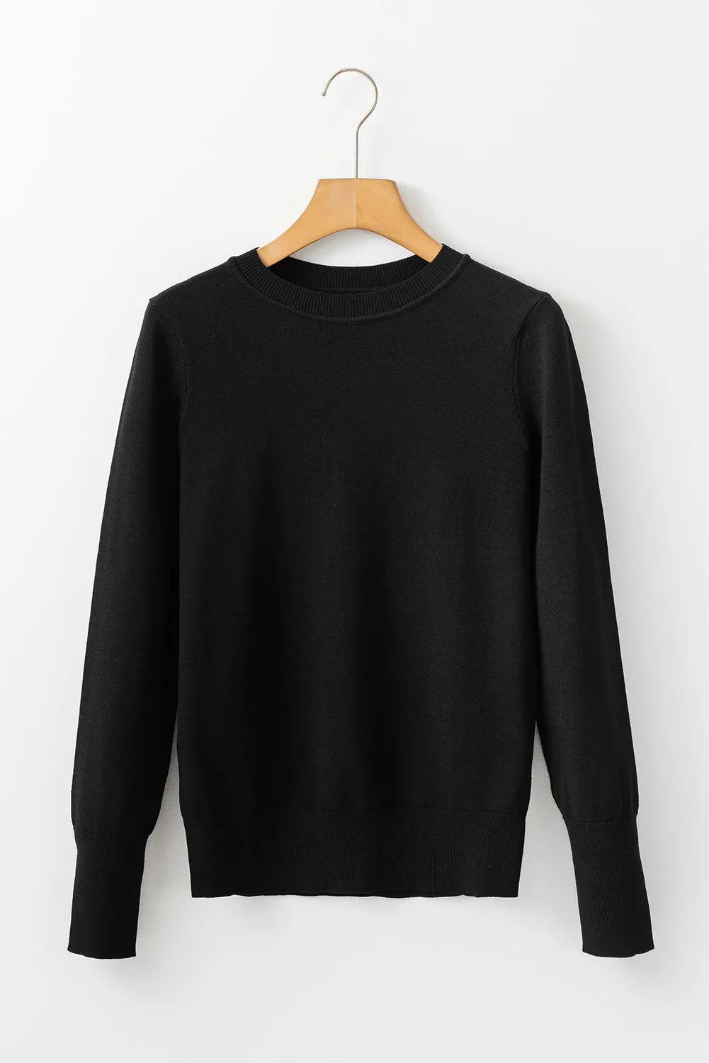 Round Neck Long Sleeve Knit Top-Angel Casuals