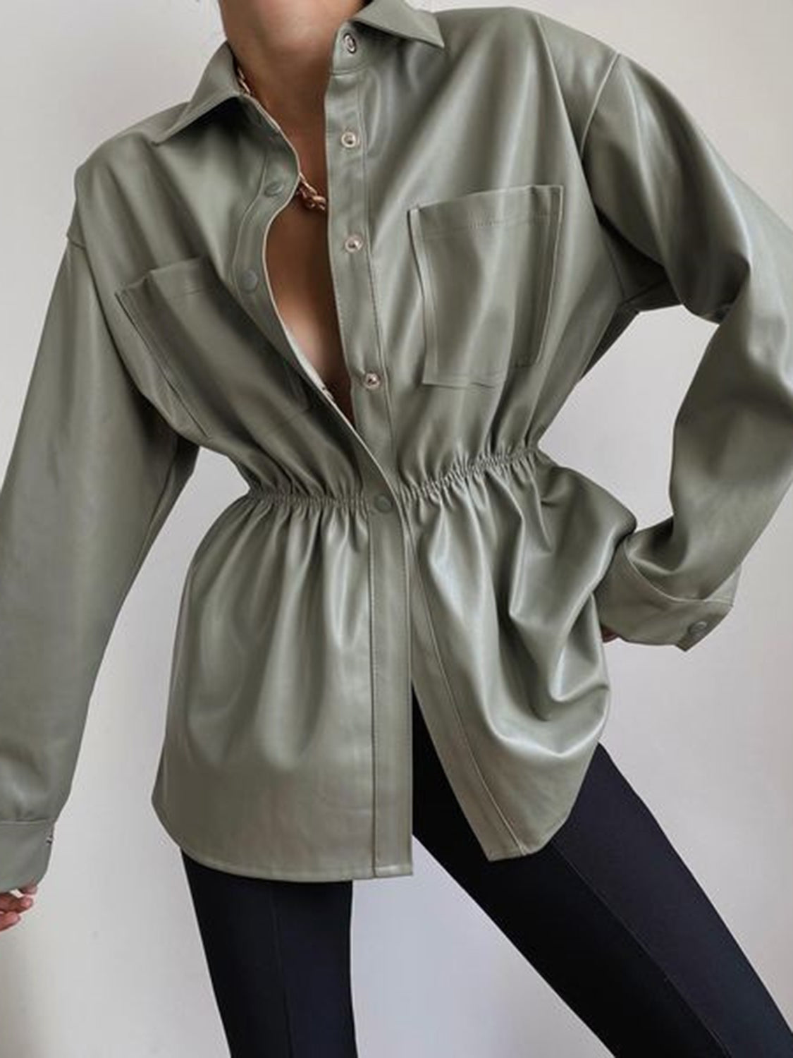 Snap Down Collared Jacket-Angel Casuals