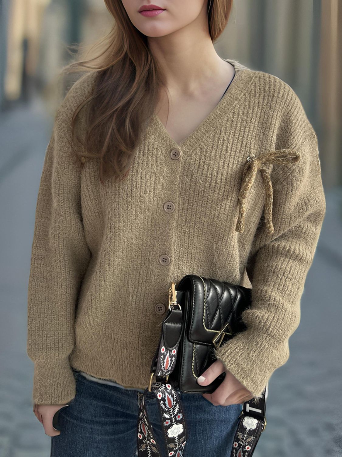 Button Down Long Sleeve Cardigan-Angel Casuals